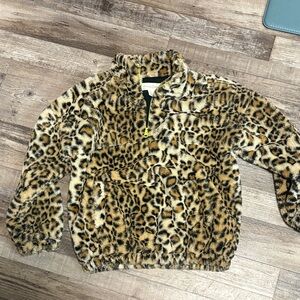 Treasure & Bond Leopard Print Kids Hoodie with pockets soft cozy excellent